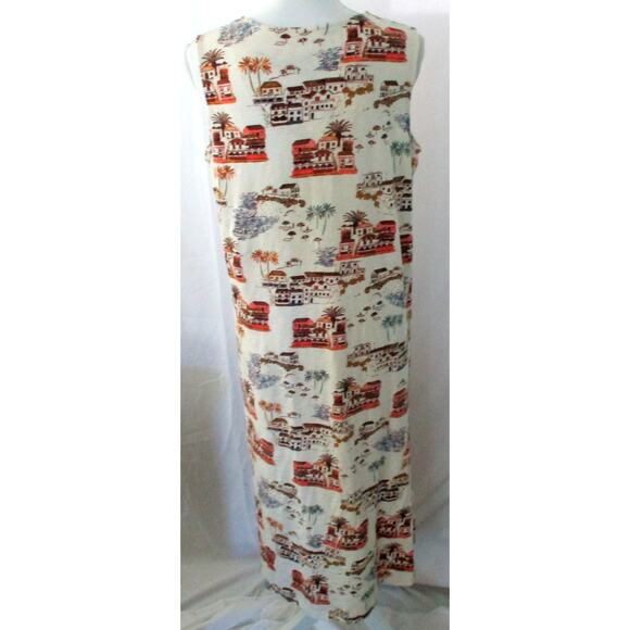 Denim & Co. Naturals Women's Beige House Print Sleeveless Stretch Maxi Dress L. - Picture 5 of 9